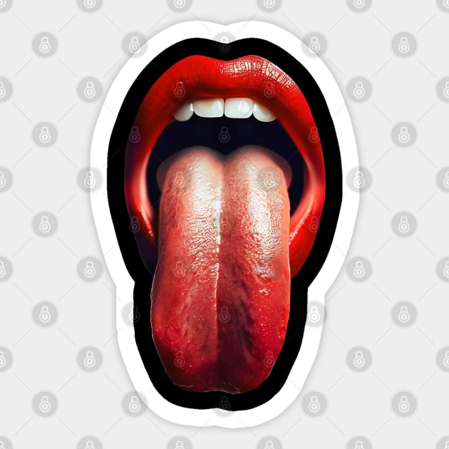 Hot red lips Long Tongue out Sticker by Bellinna